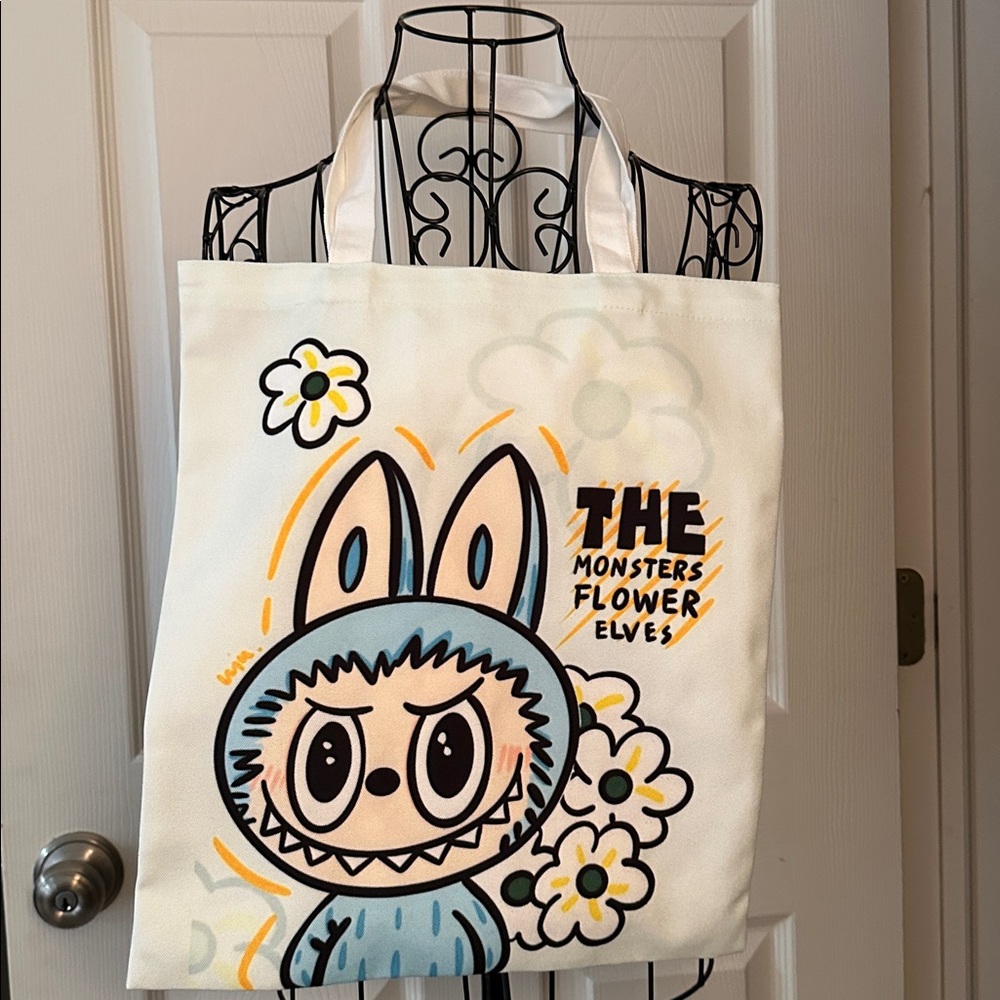 Labubu Flower Canvas Tote Bag